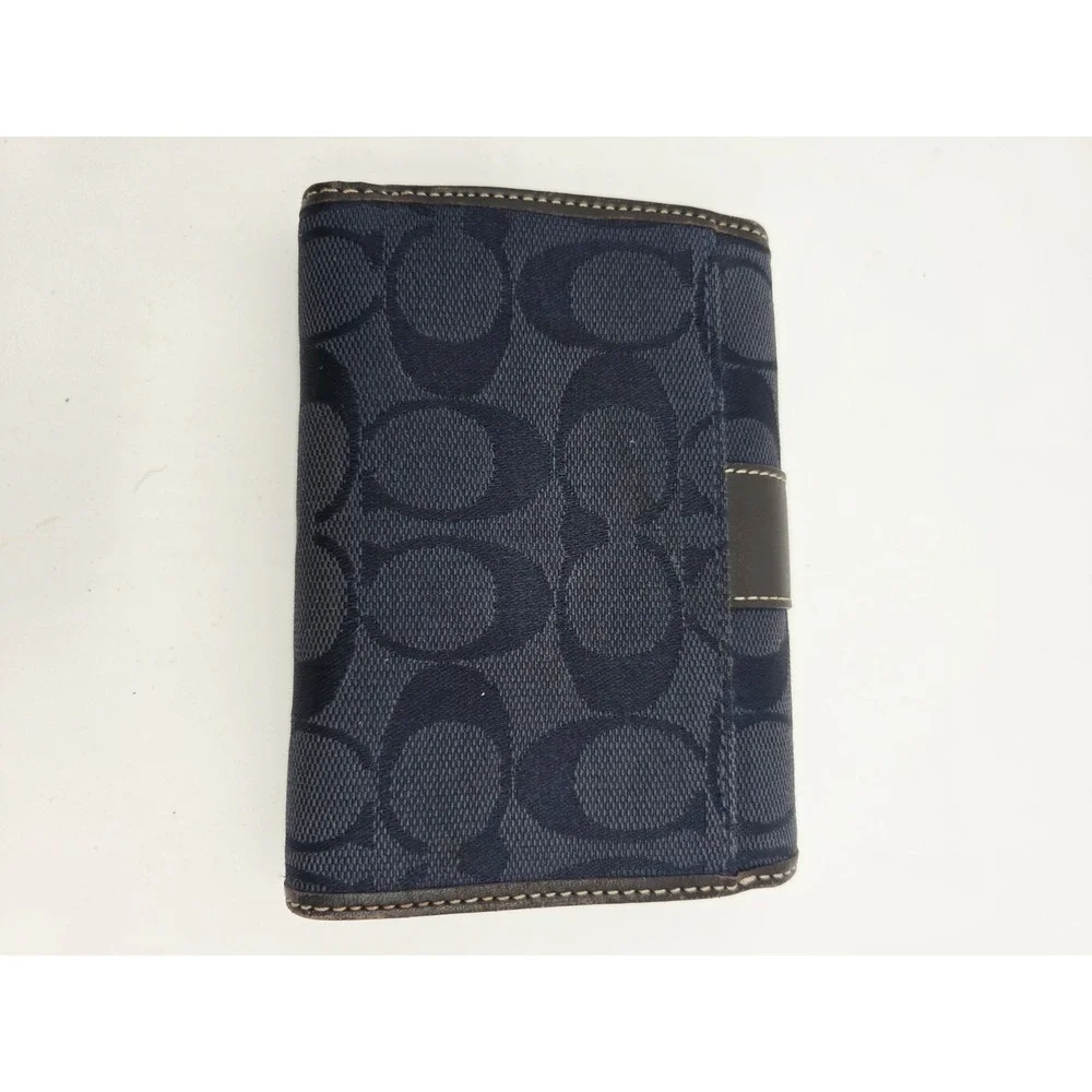 Coach Wallet Signature Navy Dark Brown Bifold 5.5x4 Medium Wallet/Card Holder